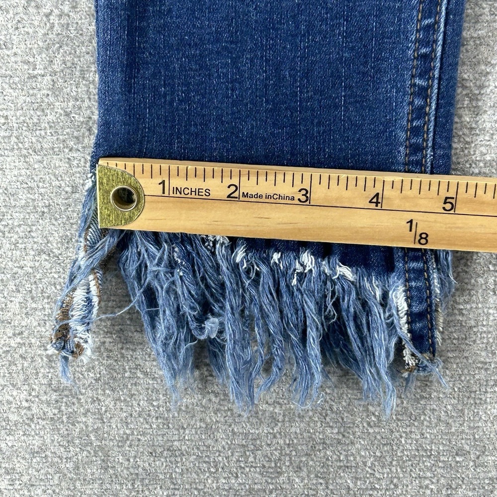 Free People Skinny Jeans Women Size 24 Blue denim Distressed Raw Hem Low Rise - Picture 6 of 9